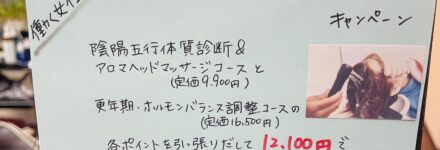 陰陽五行アロマ体質診断＆女性ホルモンバランス向上頭皮洗浄キャンペーン