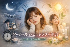 美容と心理 〜「なんとなく不調」の正体はソーシャルジェットラグかもしれない〜　https://www.ankh-jp.com/owners-blog/03essential-beauty/11484/